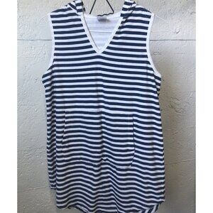 Jack And Missy Womens Small/Medium Gray Striped Hooded Terrycloth Cover Up